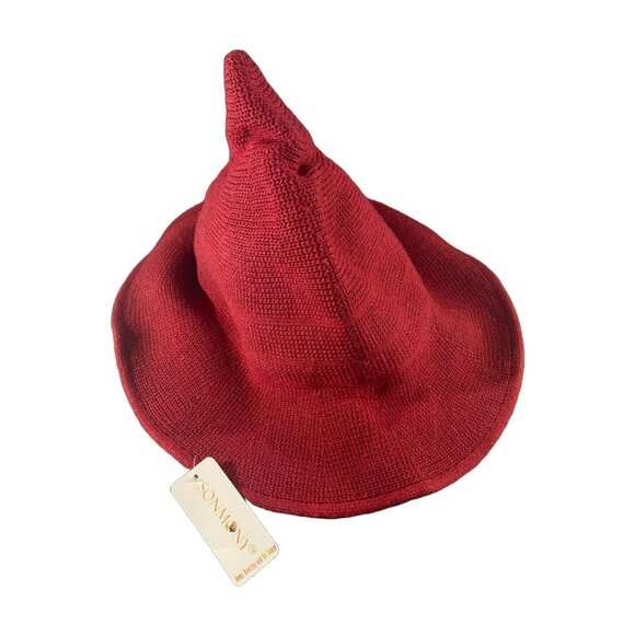 Modern Witch Hat NWT Deep Red + Moon Hair Clip Silvertone w/Stone Pendant NWOT - Picture 2 of 16